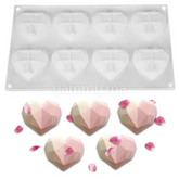 Moule Silicone 3D 8 Coeurs Géométrique